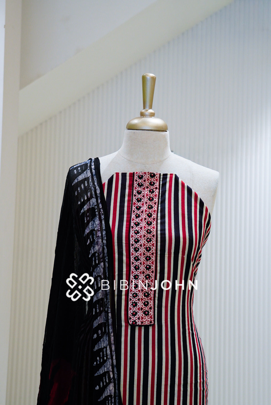 Cotton Embroidery Unstitched Salwar Suits Material Black  CLOSE VIEW