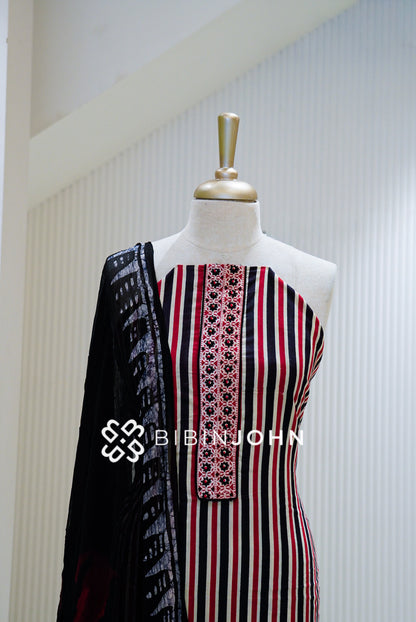 Cotton Embroidery Unstitched Salwar Suits Material Black  CLOSE VIEW