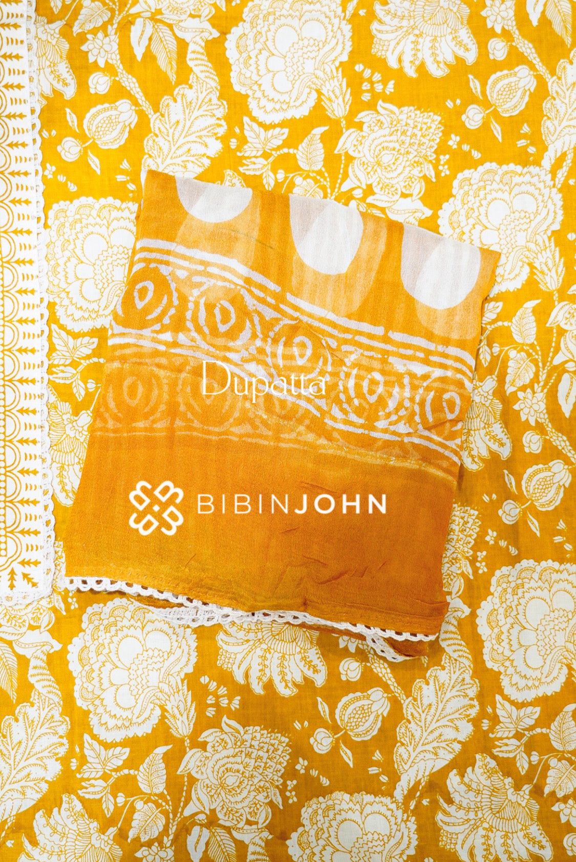 Cotton Embroidery Unstitched Salwar Suits Material Mustard Yellow  DUPATTA