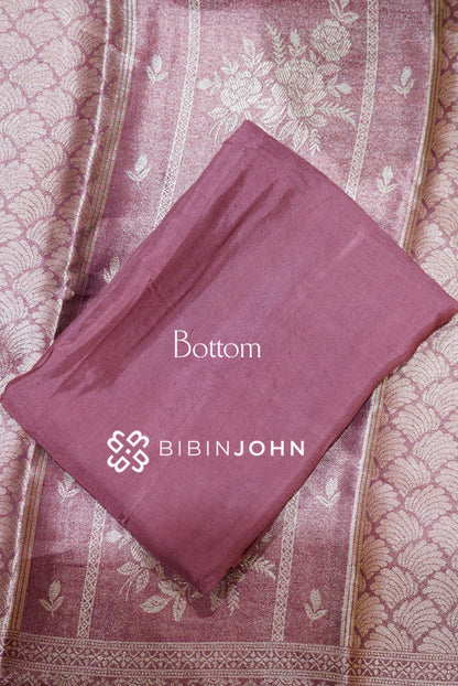 Tissue Banarasi Unstitched Salwar Suit Material Dusty Rose BOTTOM