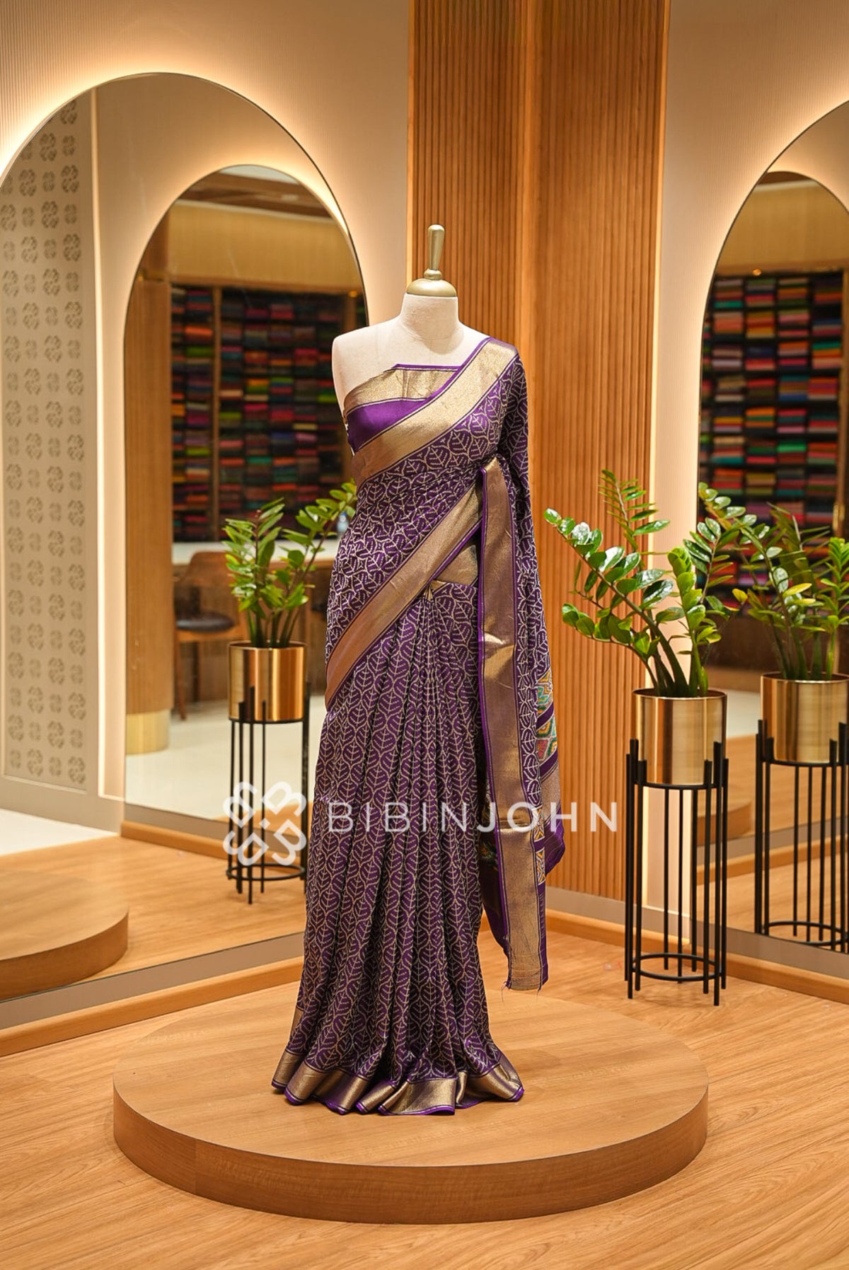 Silk Brocade  Saree For Women Deep Purple 