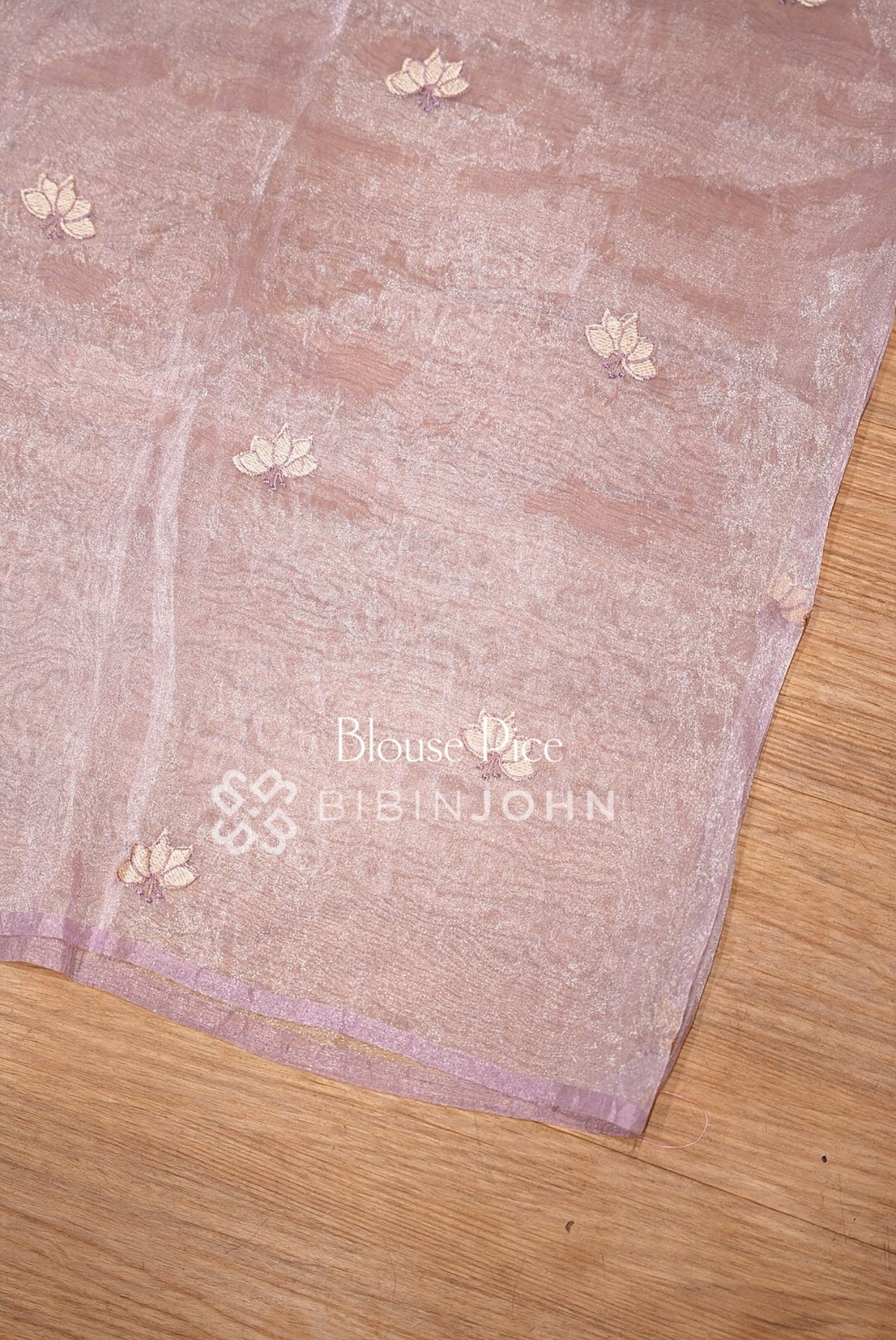 Tissue Organza Applique Saree For Women Lavender BLOUSE PIECE