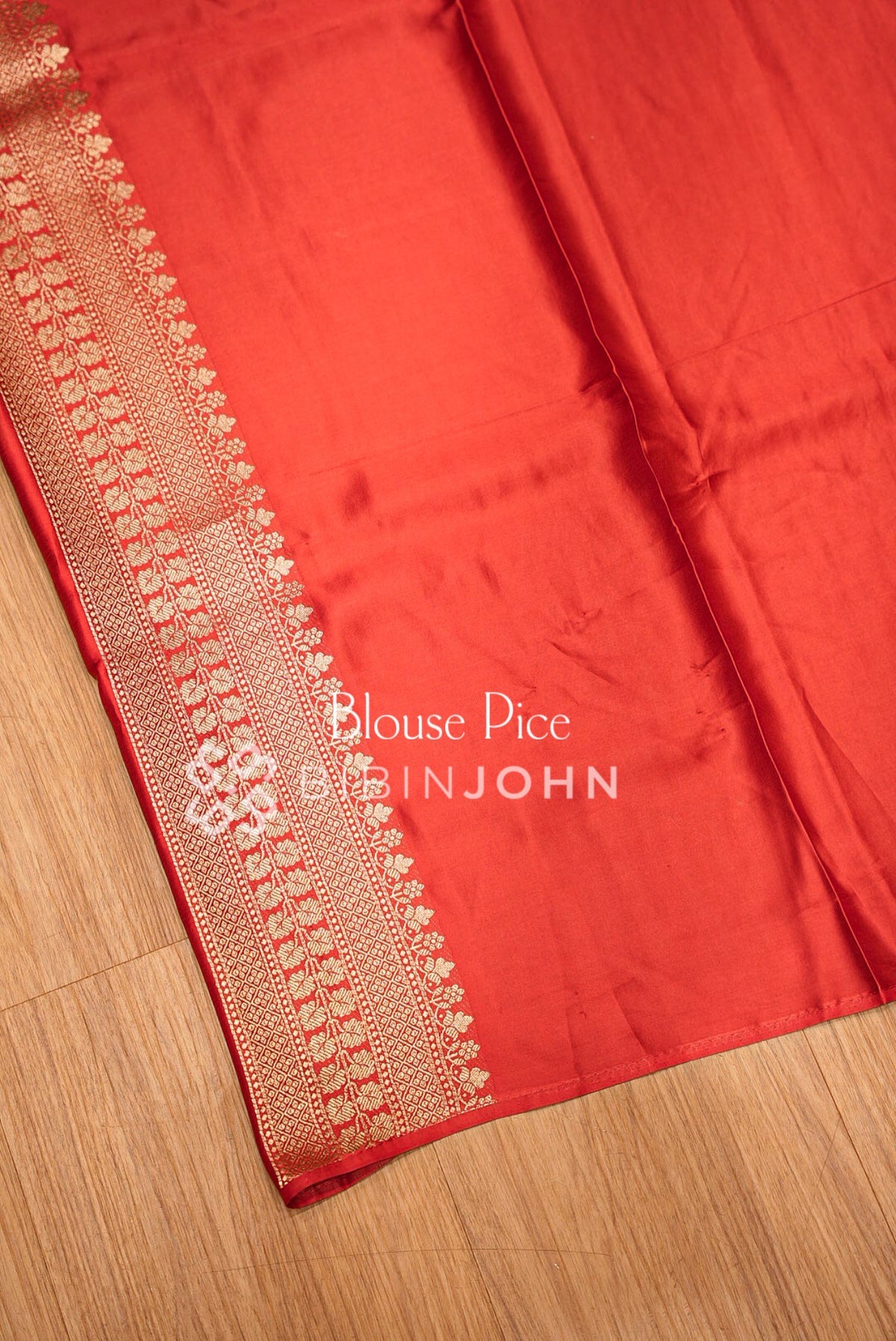 Satin Brocade Saree For Women Vibrant Red BLOUSE PIECE