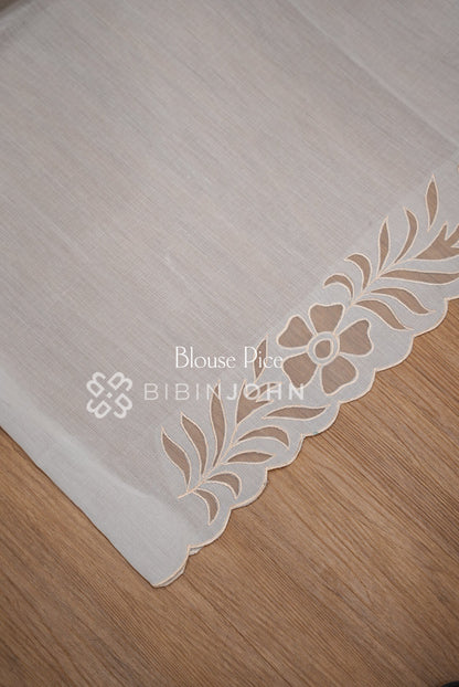 Cotta Embroidery Saree Ivory White  BLOUSE VIEW