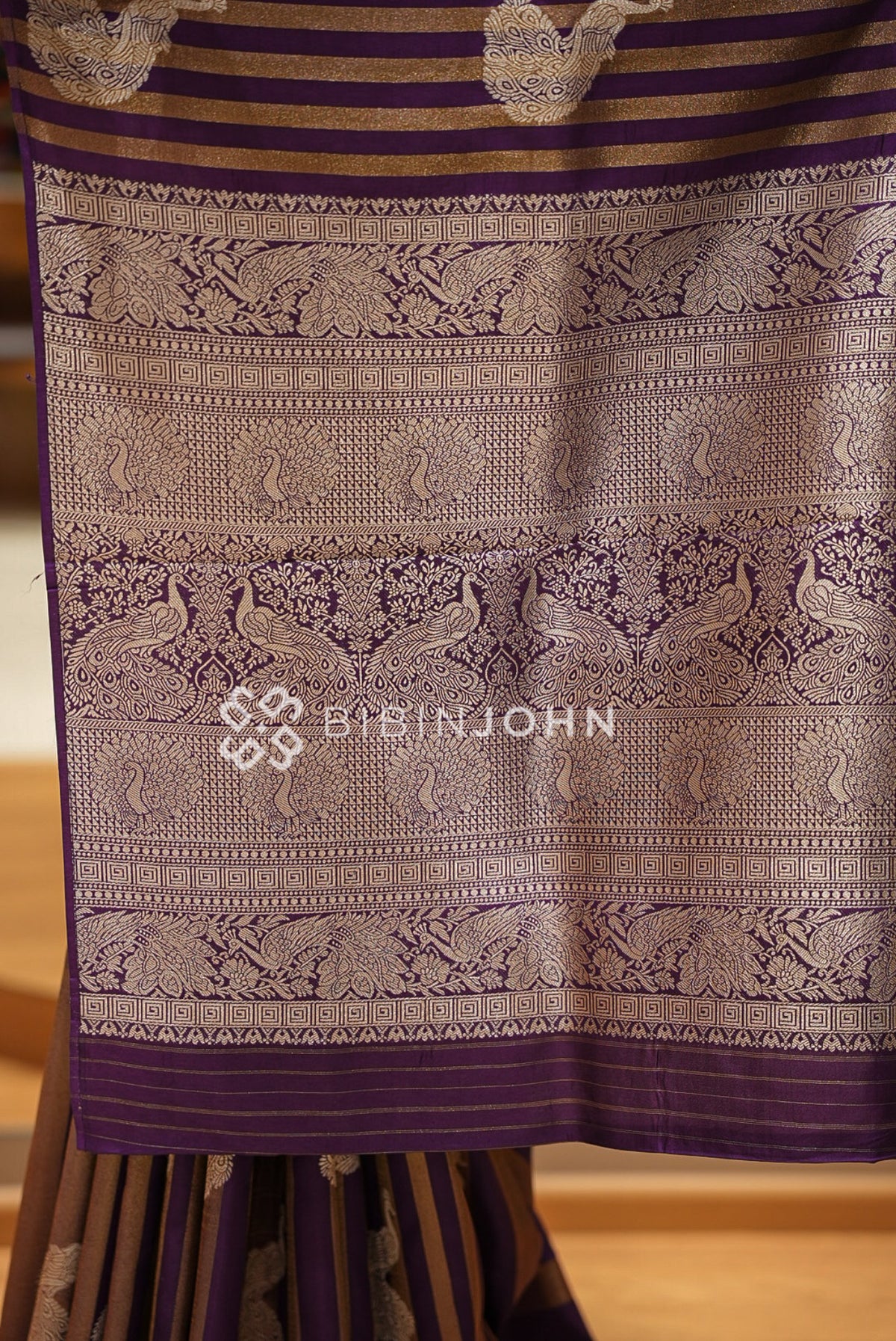 Silk Brocade Saree For Women Deep Purple PALLU