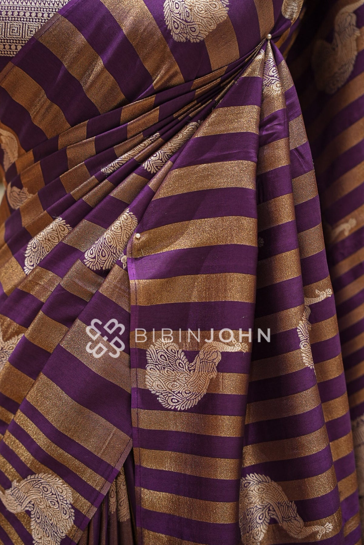 Silk Brocade Saree For Women Deep Purple CLOSE VIEW