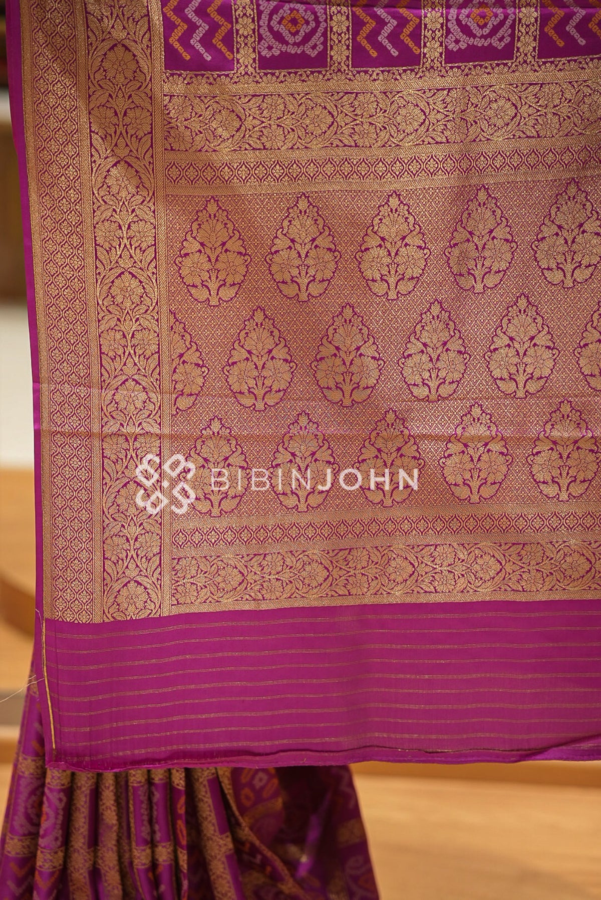 Silk Brocade Saree For Women Vibrant Magenta  PALLU