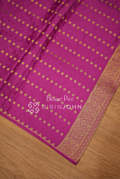 Silk Brocade Saree For Women Vibrant Magenta  BLOUSE PIECE