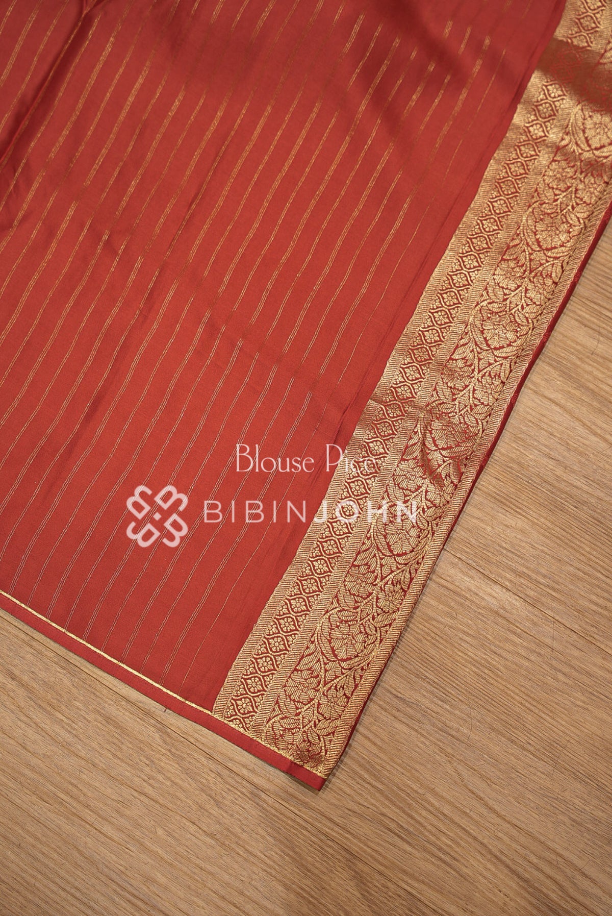 Silk Brocade Saree For Women Rust Red BLOUSE PIECE