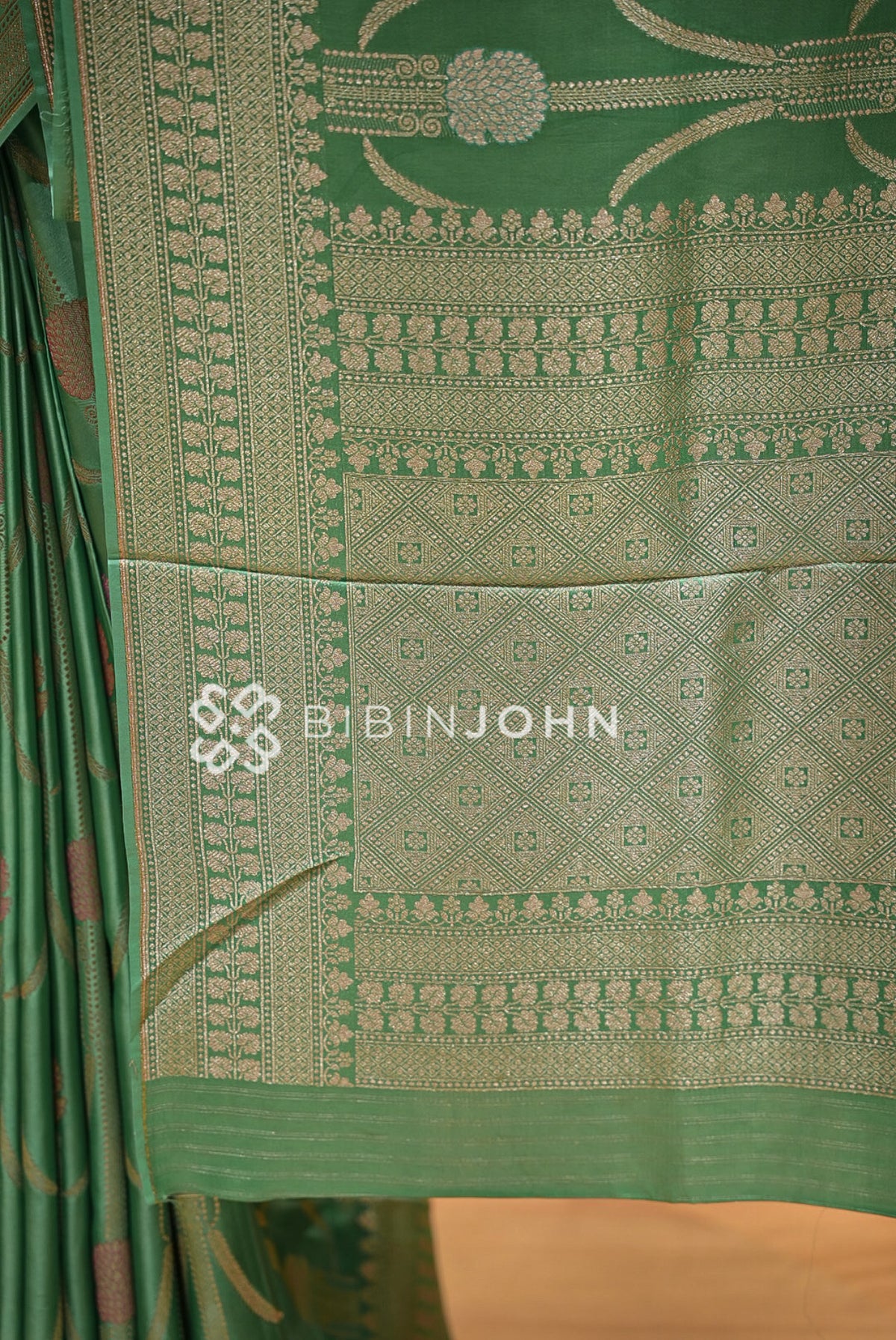Silk Brocade Saree For Women Sage Pista Green PALLU