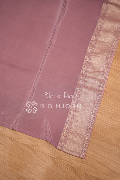 Silk Brocade Saree For Women Dusty Rose BLOUSE PIECE