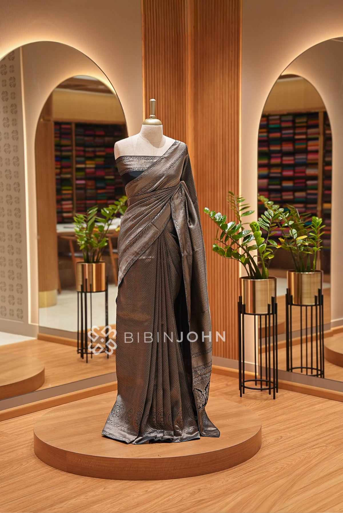 Silk Brocade Saree For Women Black 