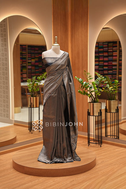 Silk Brocade Saree For Women Black 
