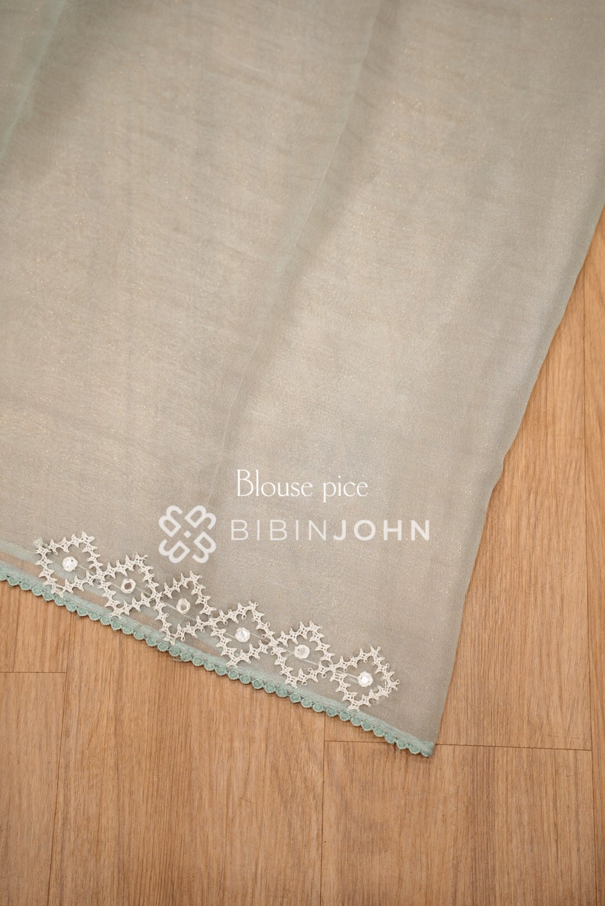 Tissue Organza Embroidery Saree For Women Ice Mint BLOUSE PIECE