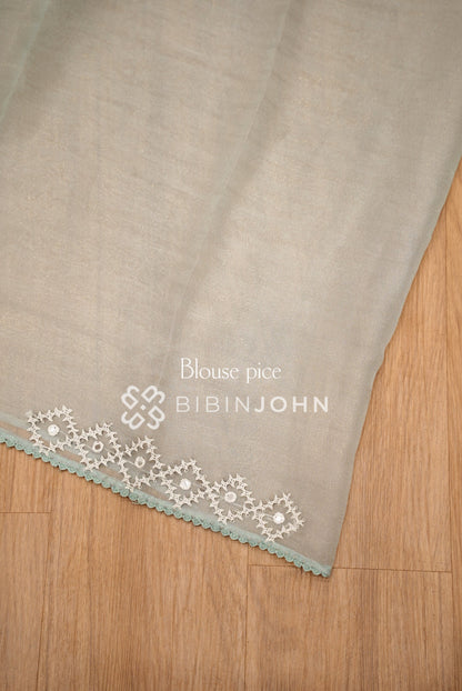 Tissue Organza Embroidery Saree For Women Ice Mint BLOUSE PIECE