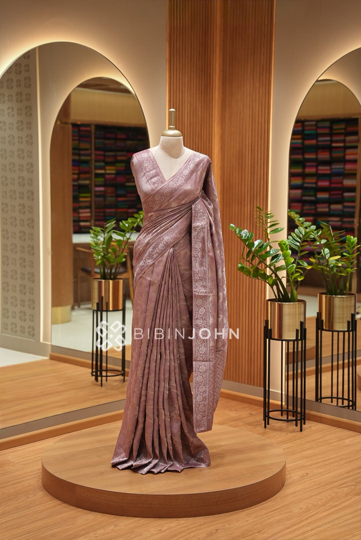 Silk Brocade Saree For Women Dusty Mauve