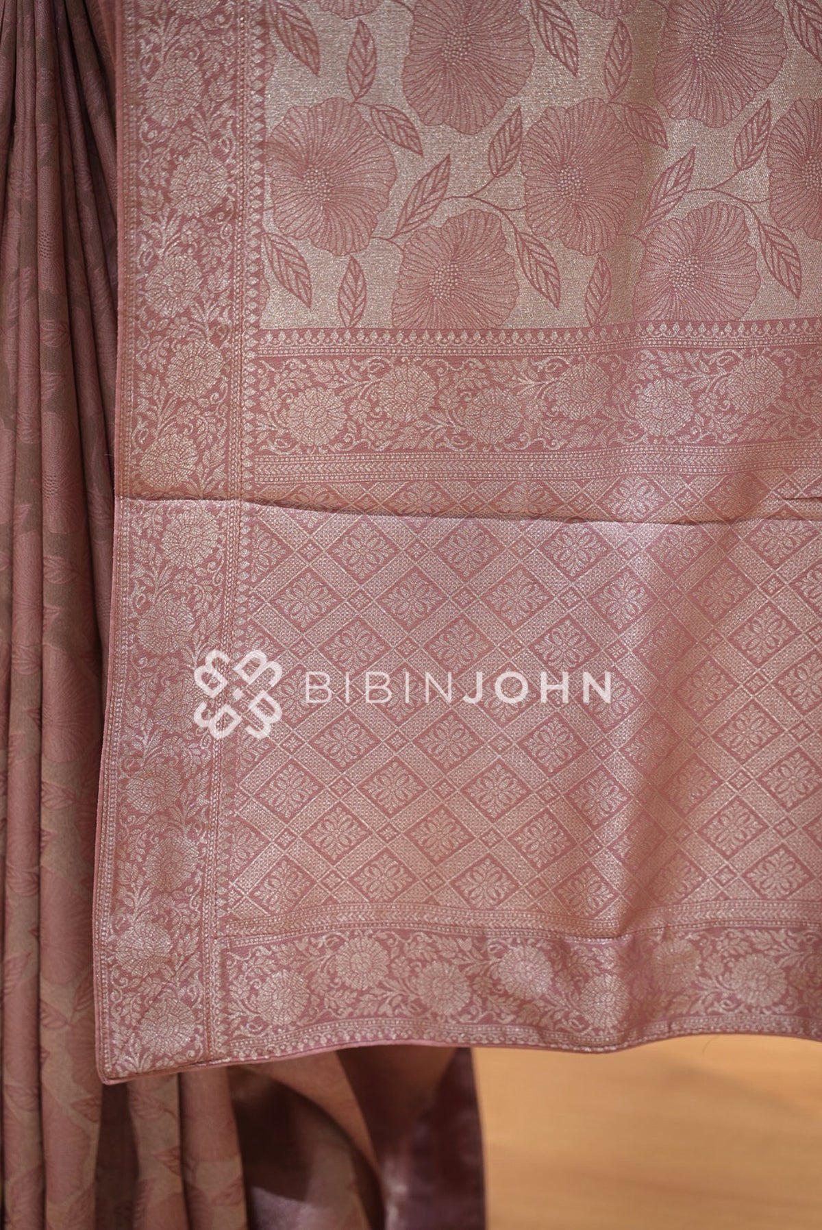 Silk Brocade Saree For Women Dusty Rose  PALLU