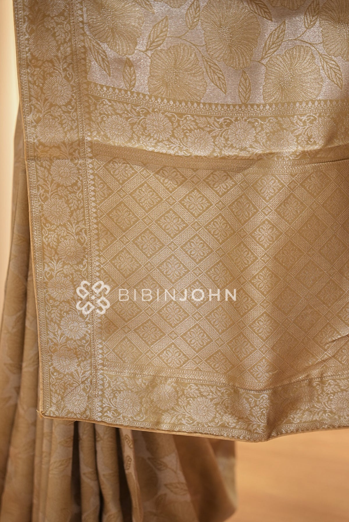 Silk Brocade Saree For Women Champagne Gold PALLU