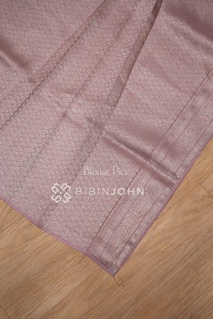 Silk Brocade Saree For Women Dusty Rose Pink  BLOUSE PIECE