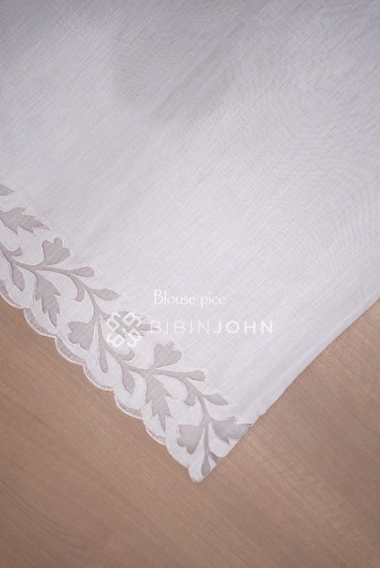 Cotta Embroidery Saree Ivory White  BLOUSE PIECE