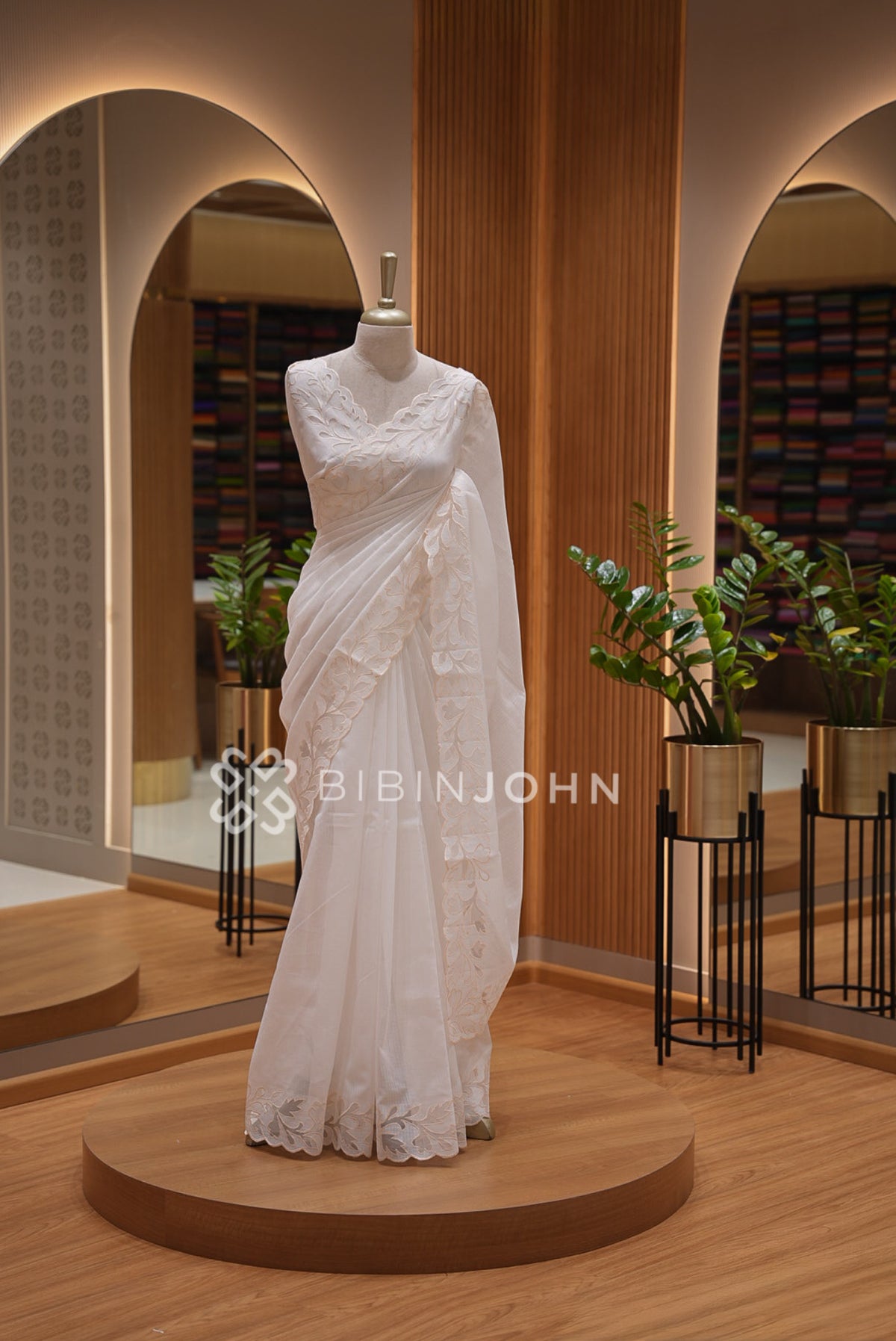 Cotta Embroidery Saree White 