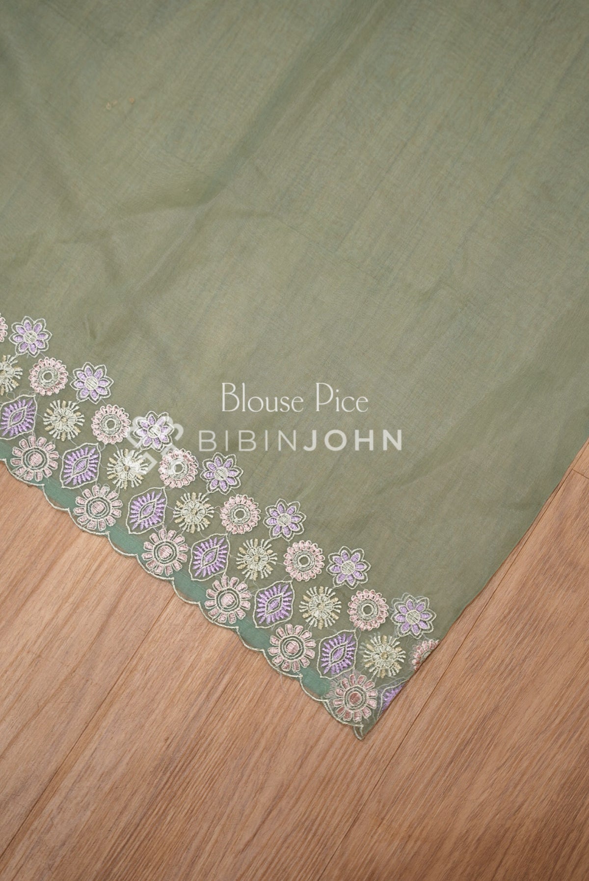 Organza Embroidery Saree For Women Sage Green BLOUSE PIECE