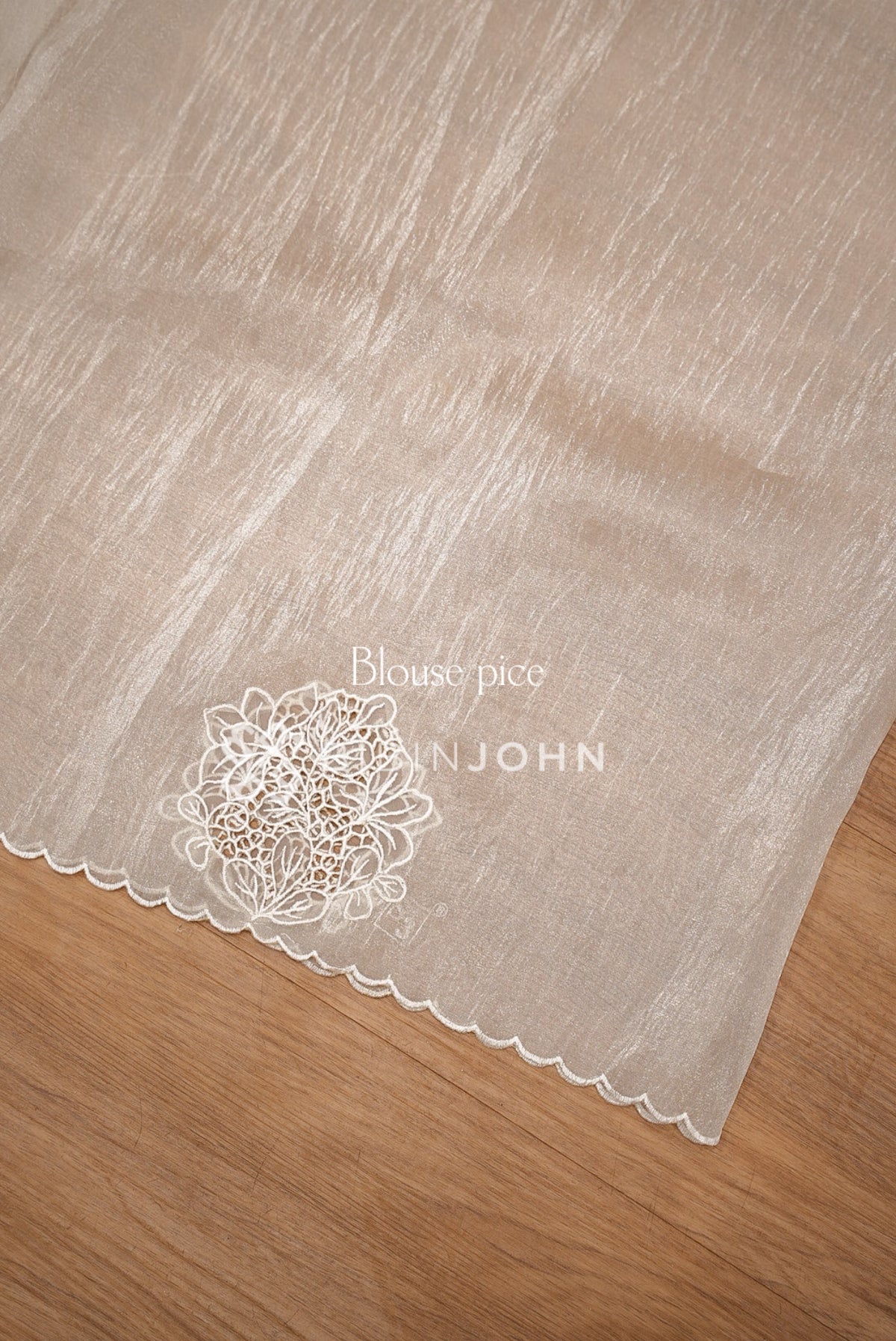 Tissue Organza Embroidery Saree For Women Ivory BLOUSE PIECE