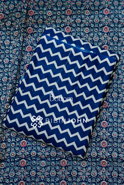 Printed Cotton Unstitched Salwar Suit Material Navy Blue BOTTOM
