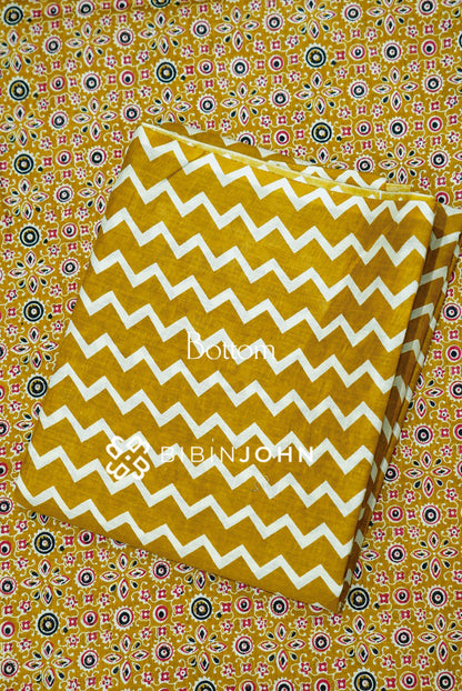 Printed Cotton Unstitched Salwar Suit Material Mustard Yellow  BOTTOM