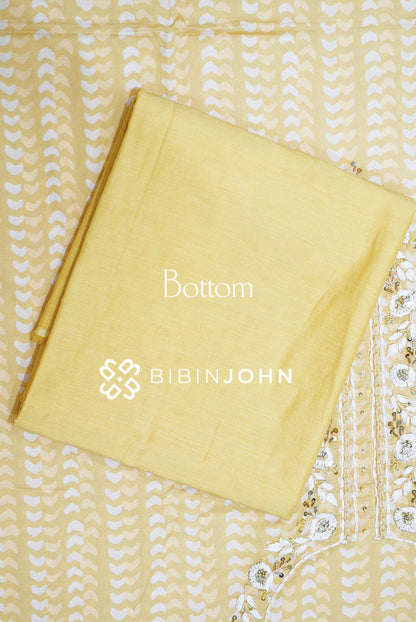 Cotton Embroidery Unstitched Salwar Suit Material Butter Yellow  BOTTOM