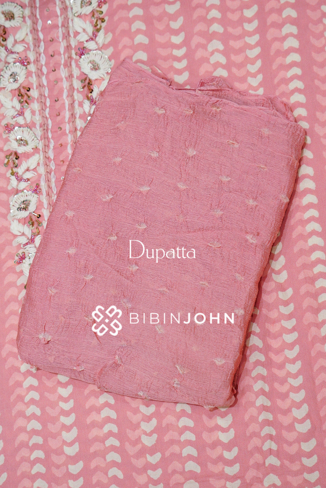 Cotton Embroidery Unstitched Salwar Suit Material Peach Pink  DUPATTA