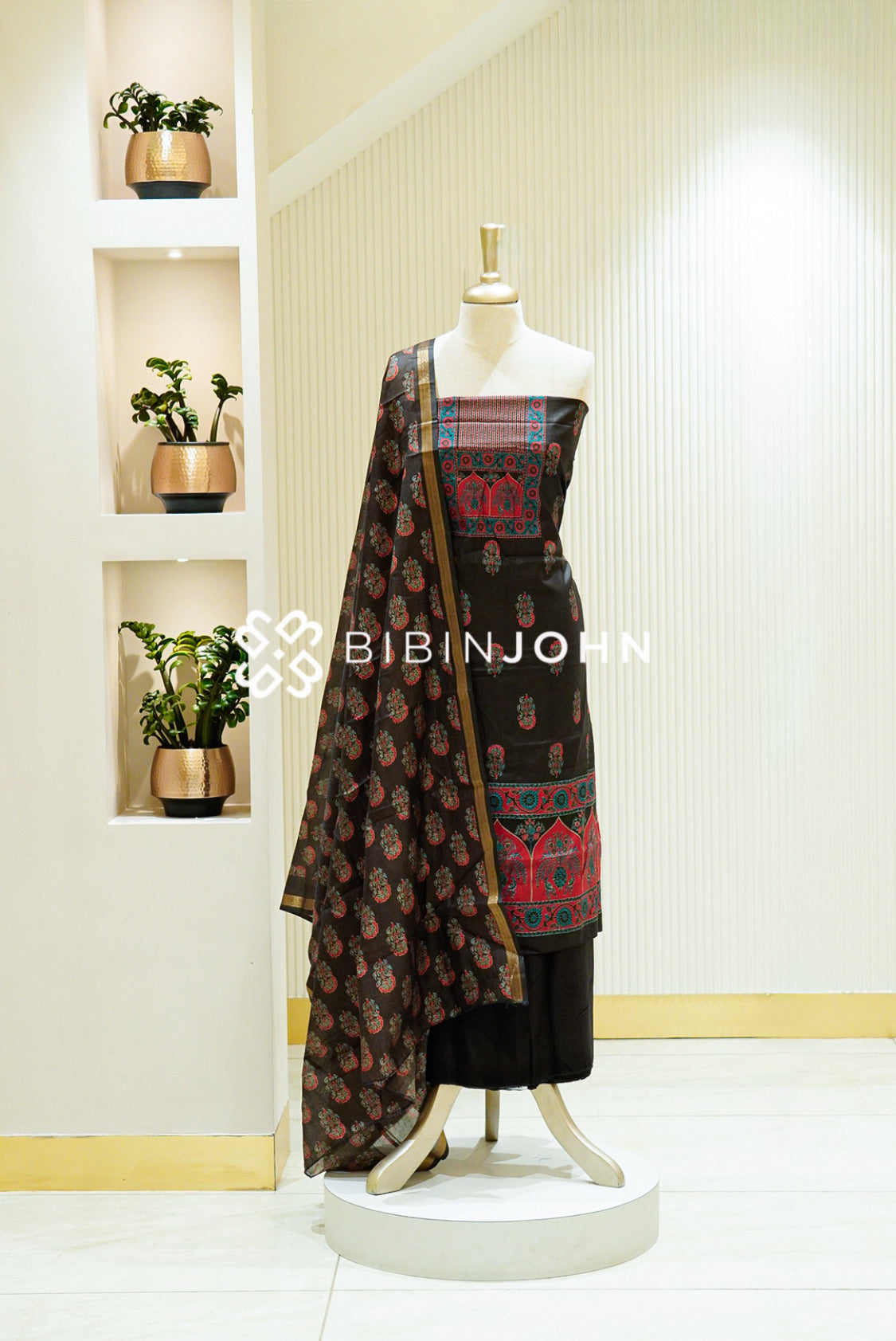 Art Maheswari Unstitched Salwar Suit Material Charcoal Black