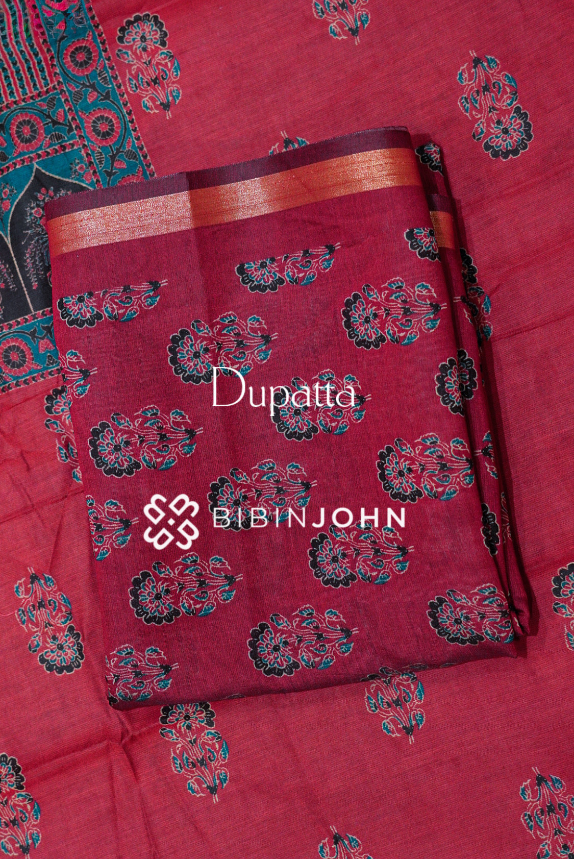 Art Maheswari Unstitched Salwar Suit Material Deep Crimson Red  DUPATTA
