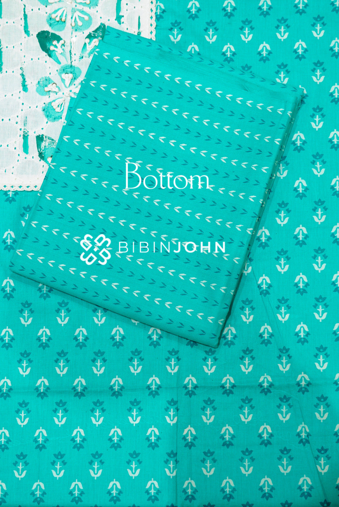 Cotton Unstitched Salwar Suit Material Aqua Turquoise  bottom