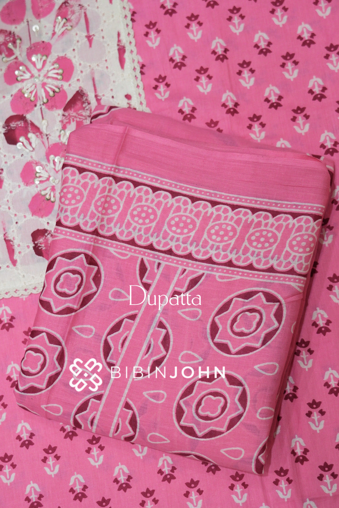 Cotton Unstitched Salwar Suit Material Pink BJ1148