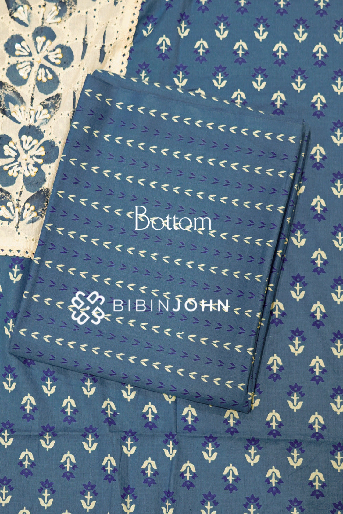 Cotton Unstitched Salwar Suit Material Dusty Blue  BOTTOM