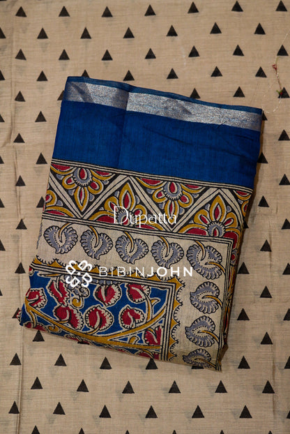 Printed Silk Unstitched Salwar Suit Material Beige  DUPATTA