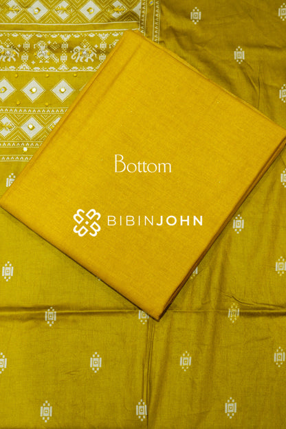 Printed Cotton Unstitched Salwar Suit Material Mustard Yellow  BOTTOM