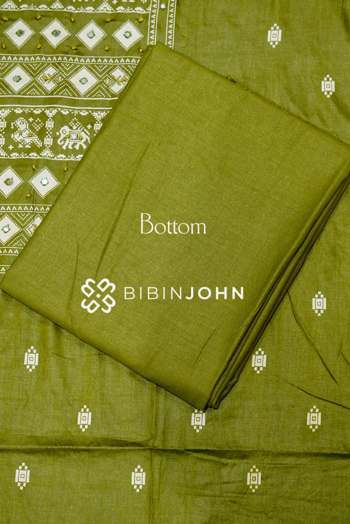 Printed Cotton Unstitched Salwar Suit Material Olive Green BOTTOM