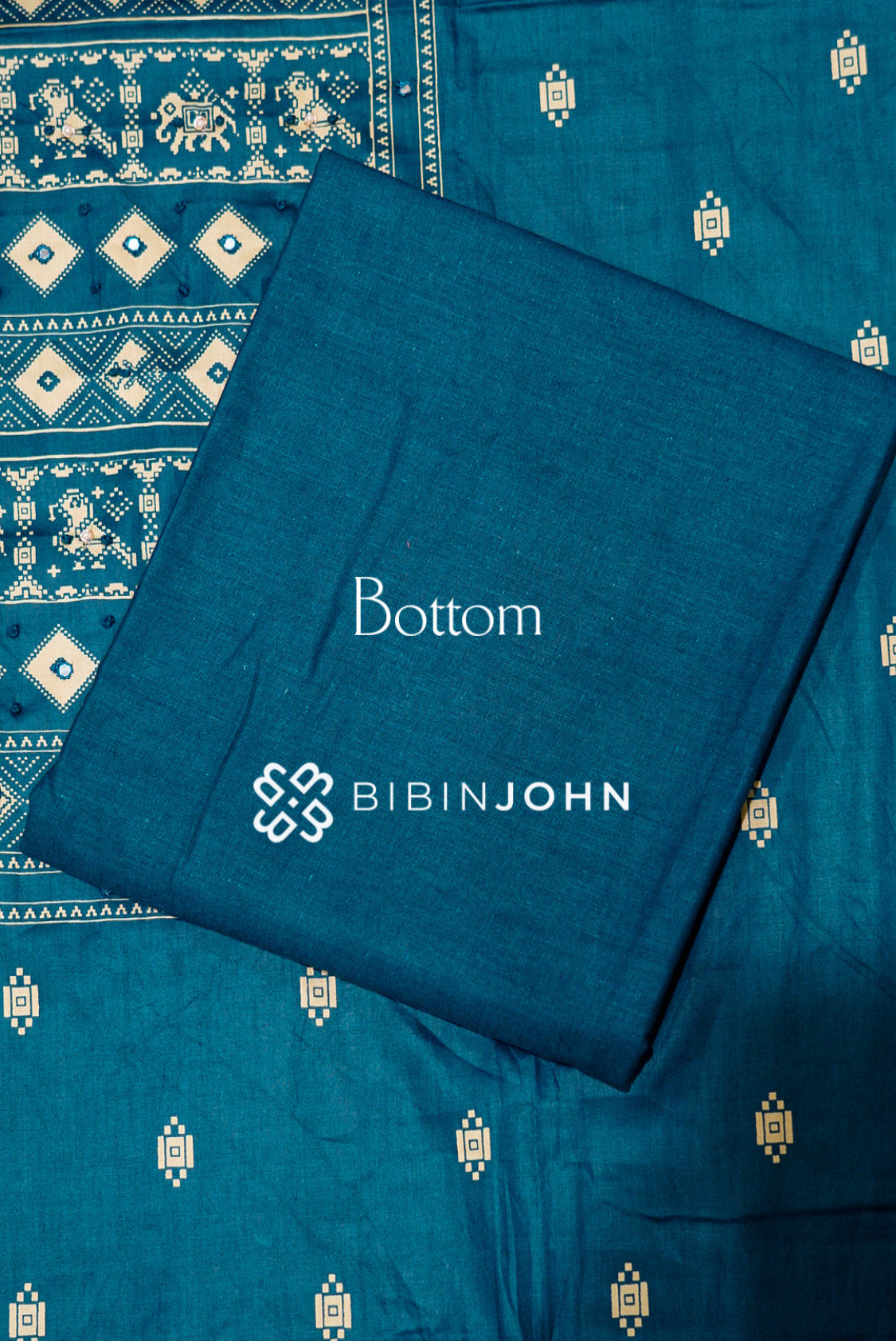 Printed Cotton Unstitched Salwar Suit Material Teal Blue  BOTTOM