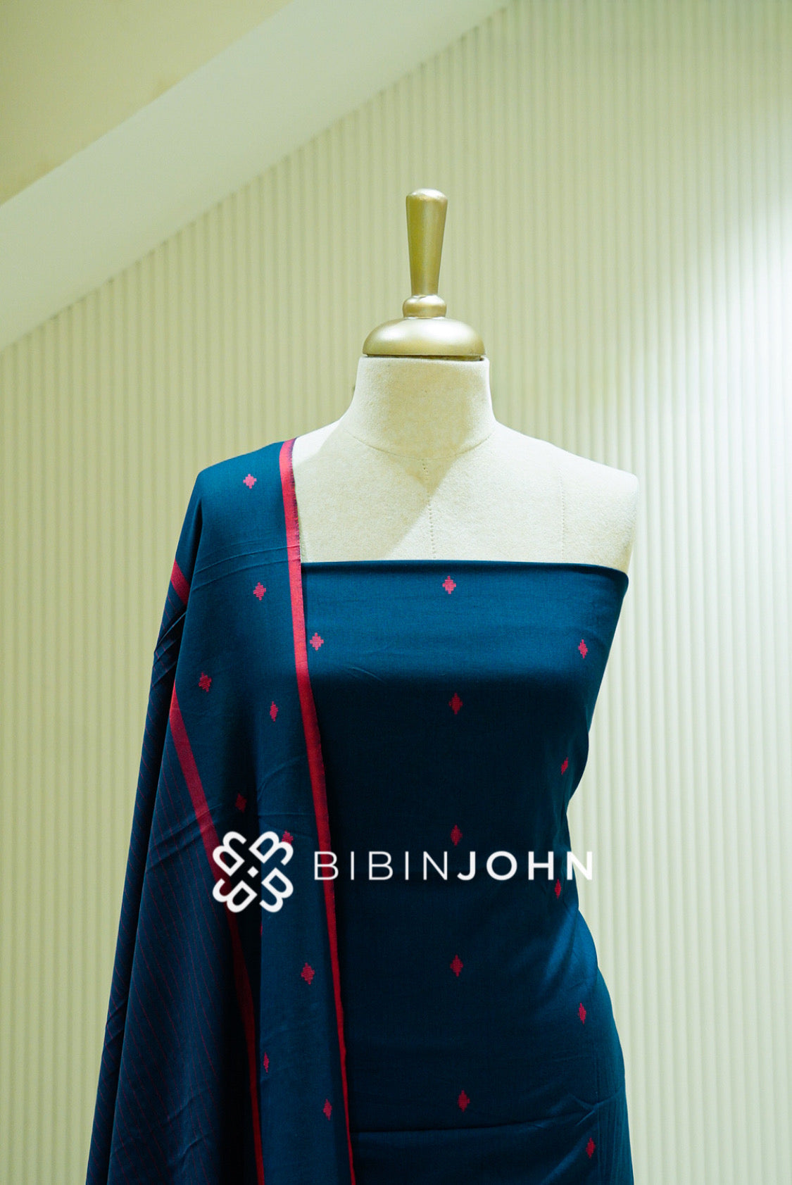 Cotton Unstitched Salwar Suit Material Deep Navy Blue  CLOSE VIEW