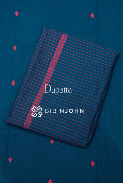 Cotton Unstitched Salwar Suit Material Deep Navy Blue  DUPATTA