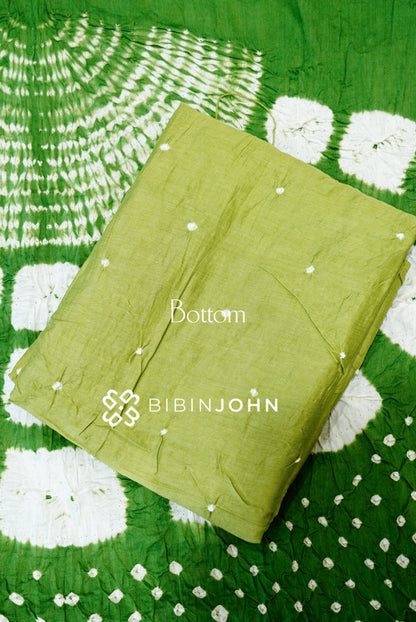 Bandhani Unstitched Salwar Suit Material Dual-Tone Green  BOTTOM