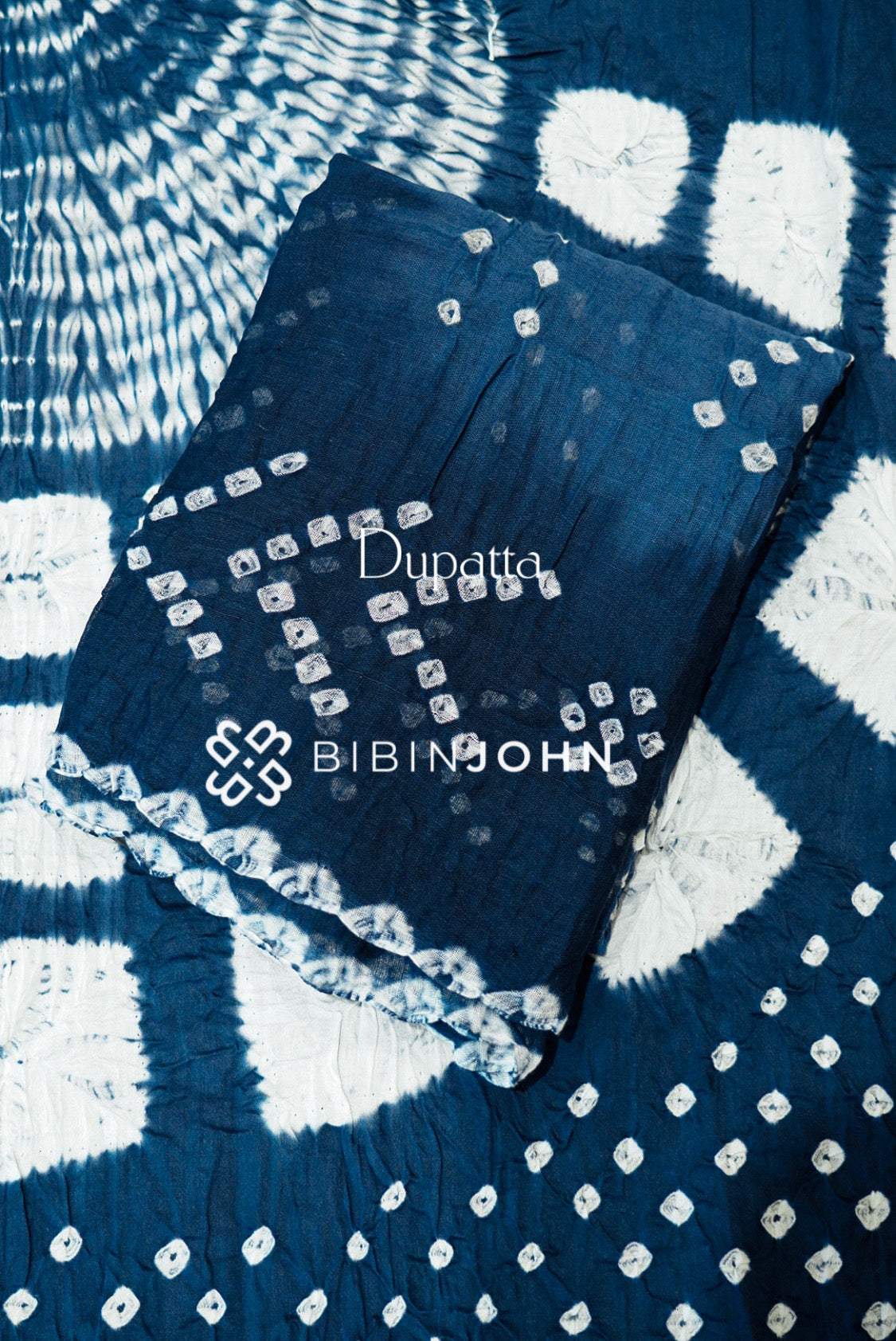 Bandhani Unstitched Salwar Suit Material Navy Blue  DUPATTA