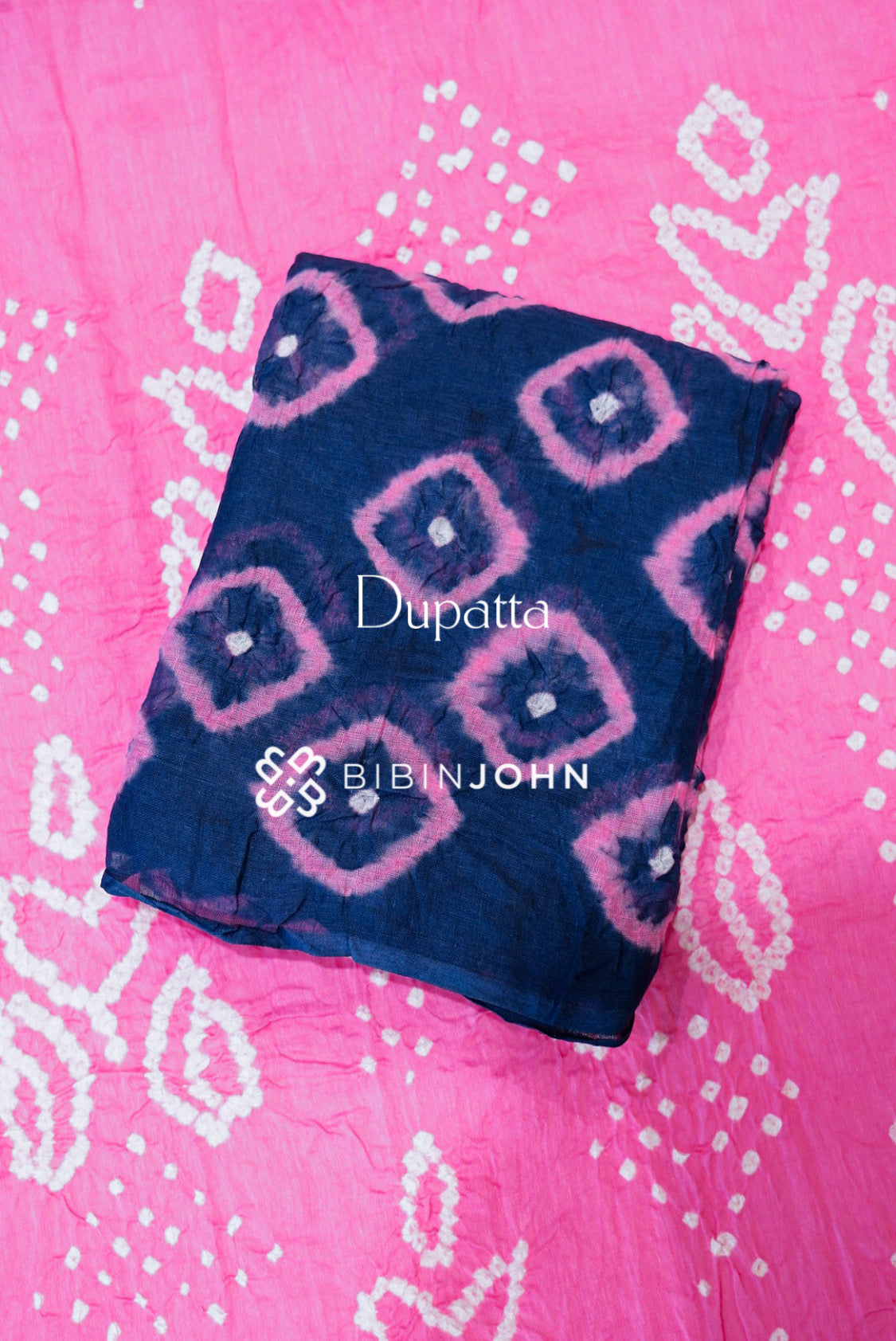 Bandhani Unstitched Salwar Suit Material Pink  DUPATTA