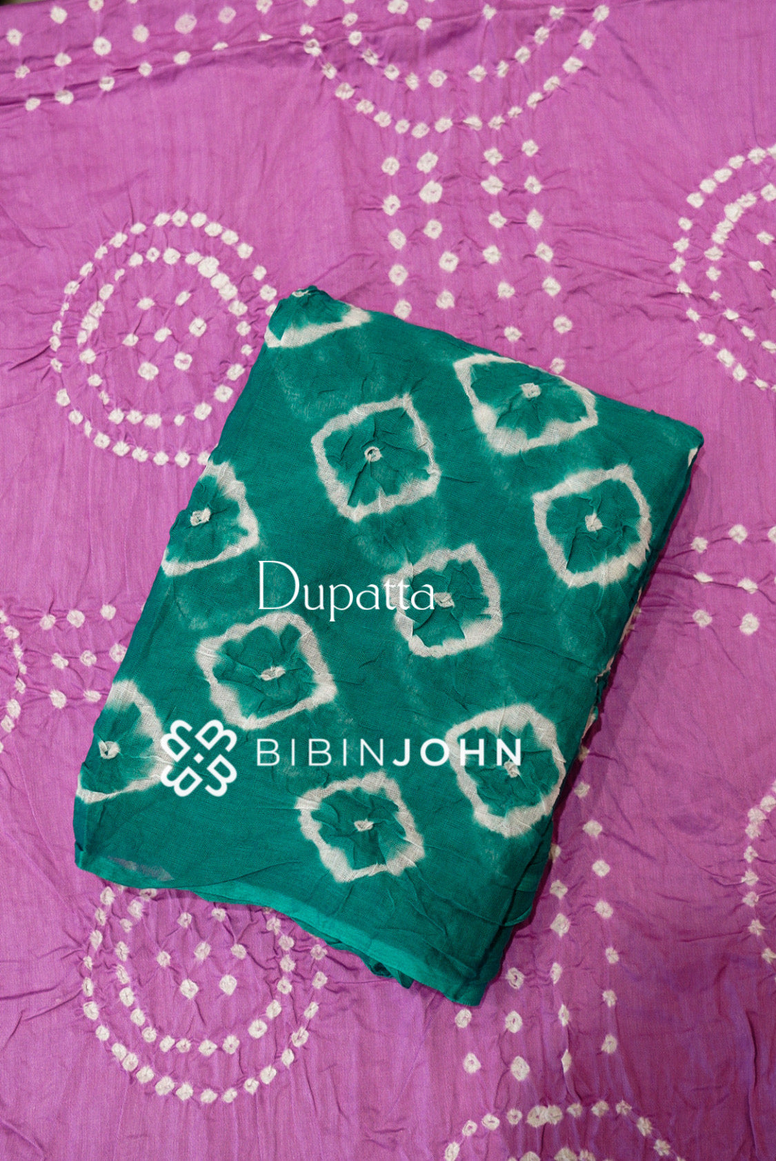 Bandhani Unstitched Salwar Suit Material Pink  DUPATTA