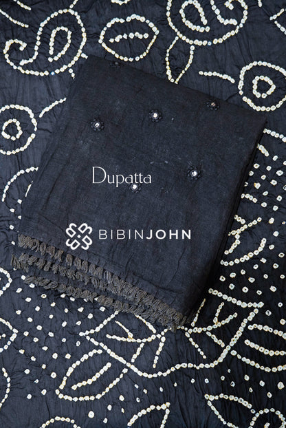 Bandhani Unstitched Salwar Suit Material Black DUPATTA