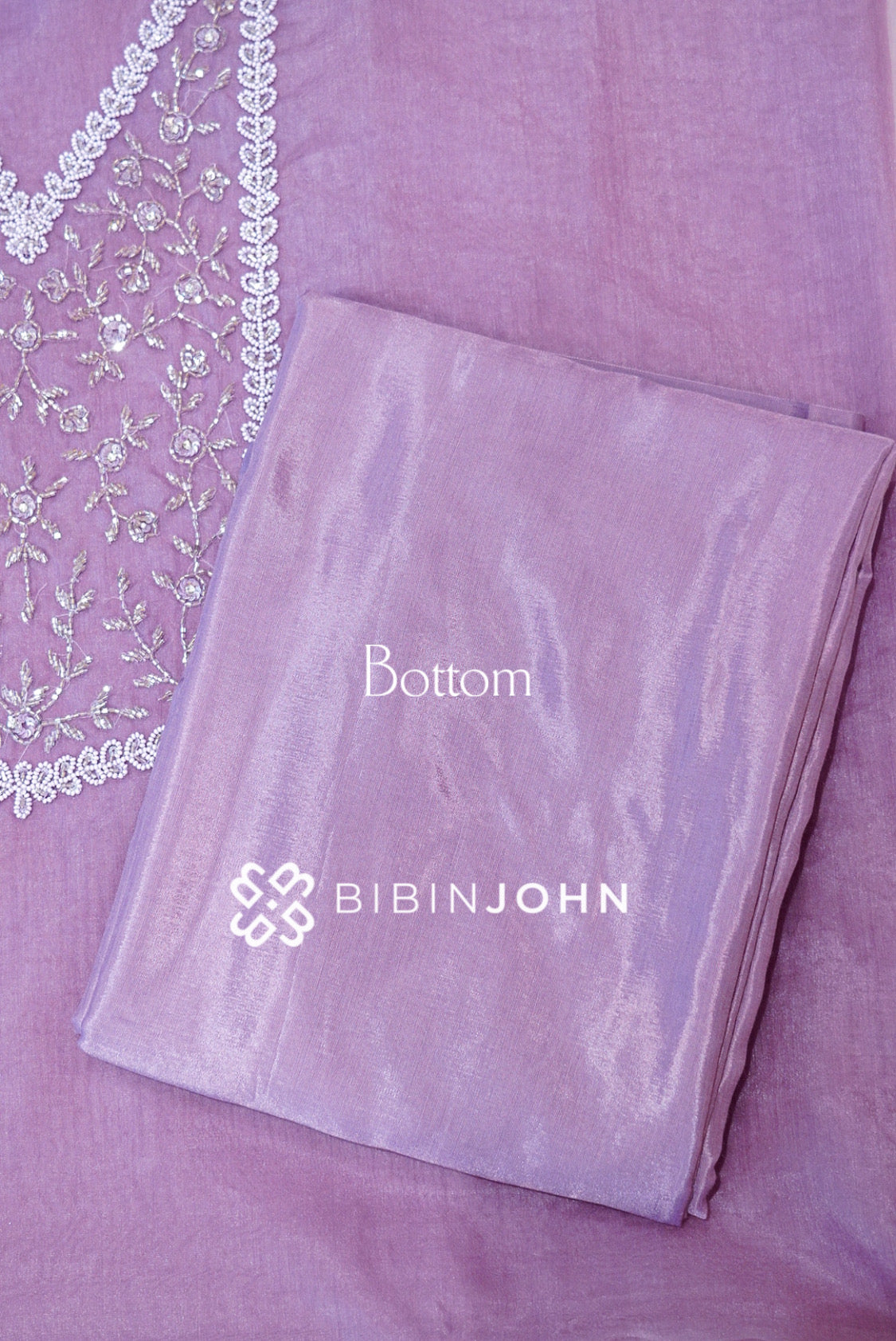 Organza Embroidery Unstitched Salwar Suit Material Lavender BOTTOM