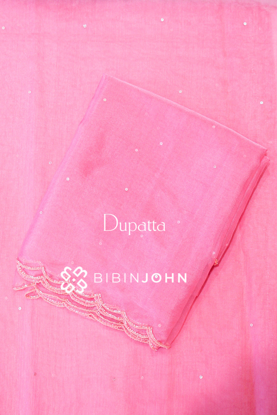 Organza Embroidery Unstitched Salwar Suit Material Rose Pink  DUPATTA