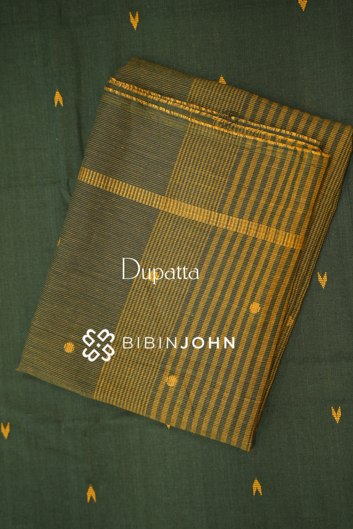 Cotton Unstitched Salwar Suit Material Deep Bottle Green  DUPATTA